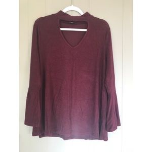 Lane Bryant Long Sleeve Top with Cuffed Neck.